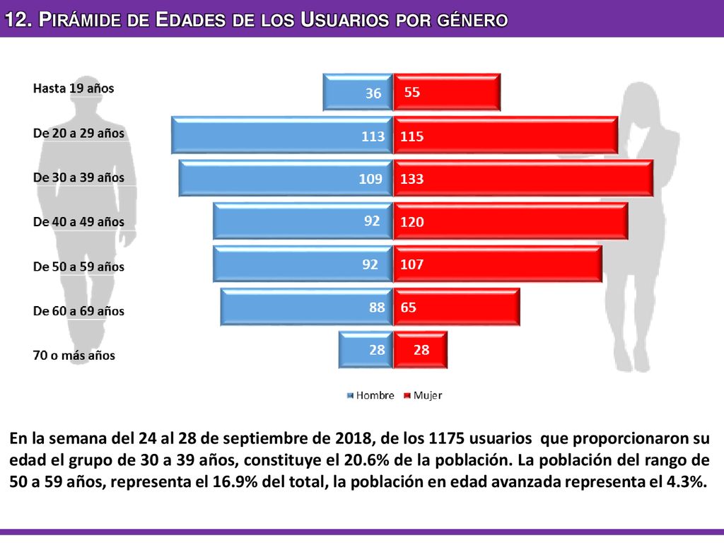 12. Pirámide de Edades de los Usuarios por género