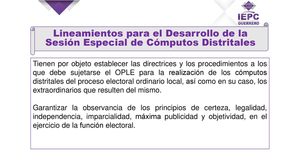 Lineamientos para el Desarrollo de la Sesión Especial de Cómputos Distritales