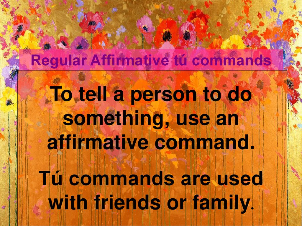 To tell a person to do something, use an affirmative command.