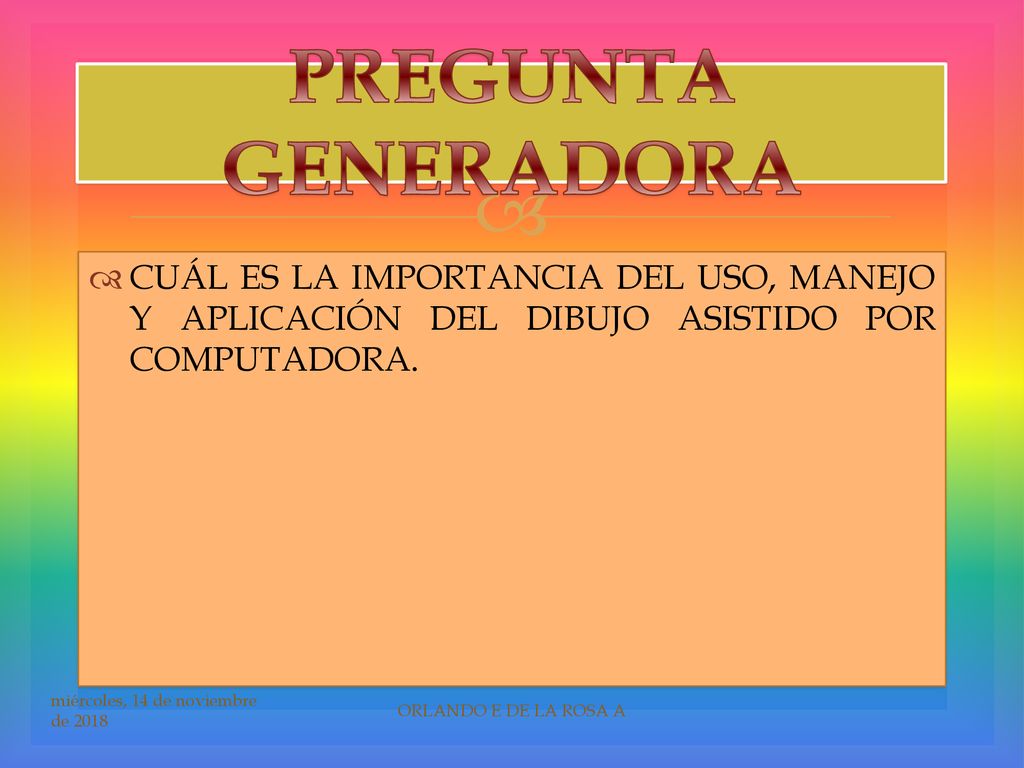 PREGUNTA GENERADORA CUÁL ES LA IMPORTANCIA DEL USO, MANEJO Y APLICACIÓN DEL DIBUJO ASISTIDO POR COMPUTADORA.
