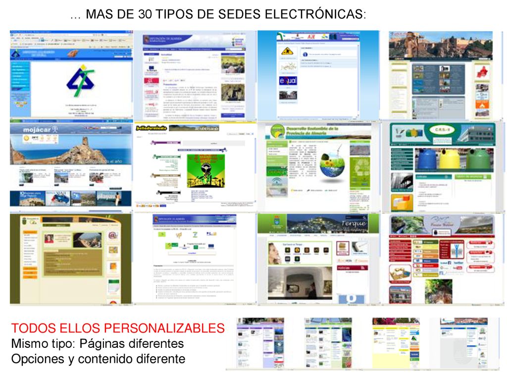 … MAS DE 30 TIPOS DE SEDES ELECTRÓNICAS: