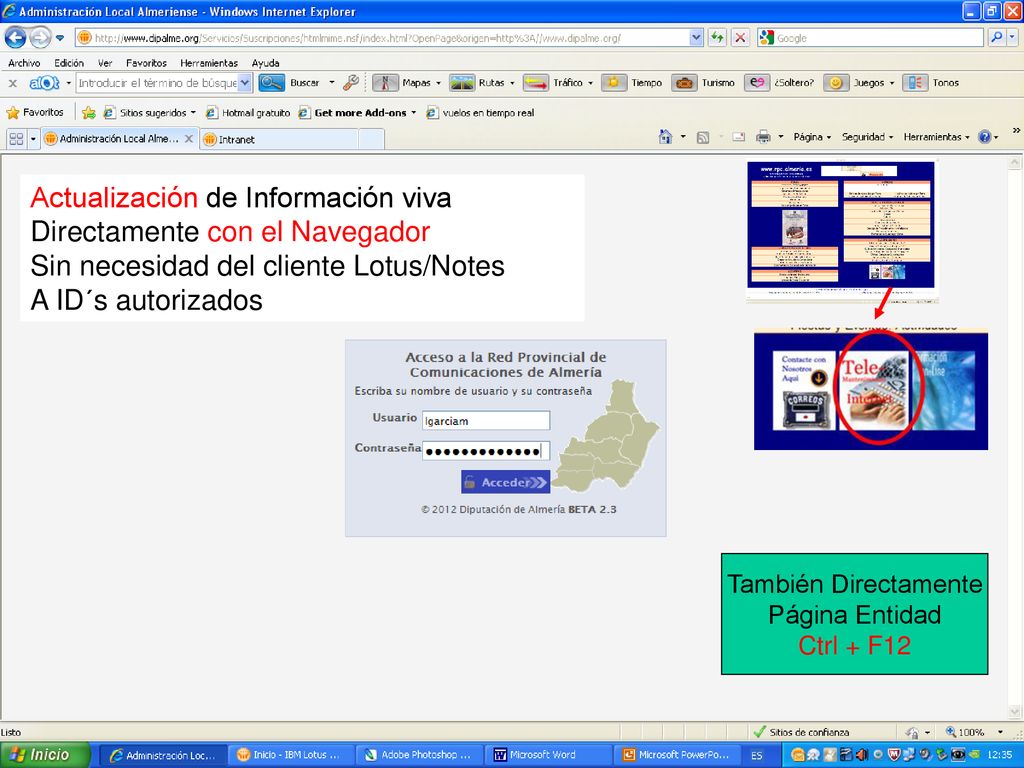 Actualización de Información viva Directamente con el Navegador