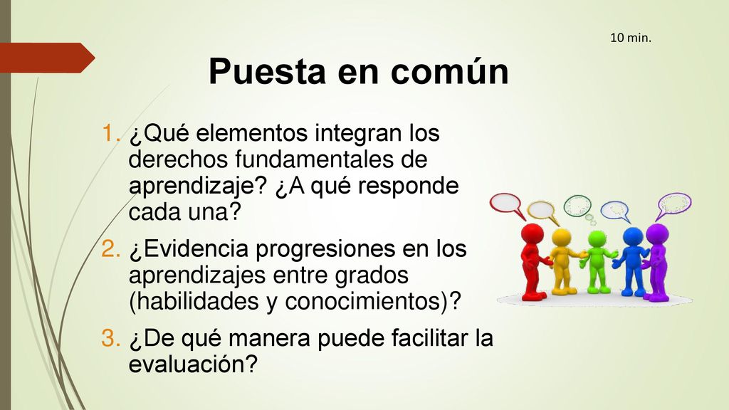 10 min. Puesta en común. ¿Qué elementos integran los derechos fundamentales de aprendizaje ¿A qué responde cada una
