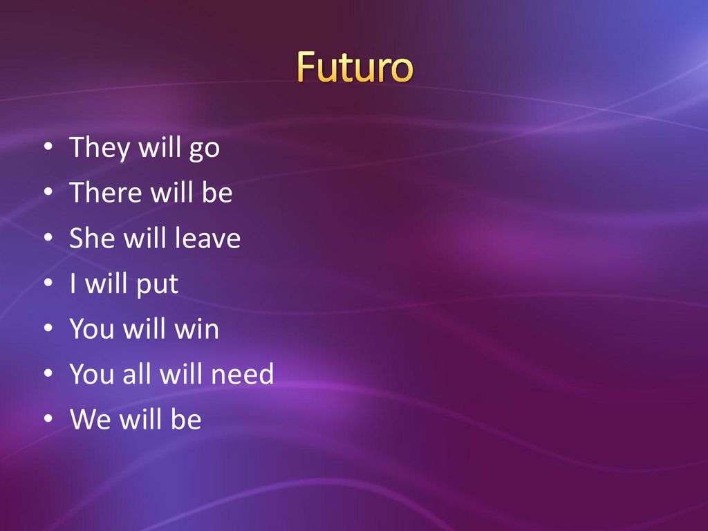 Futuro They will go There will be She will leave I will put