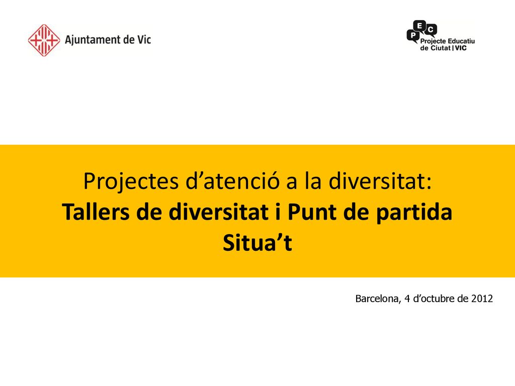 Projectes d’atenció a la diversitat: Tallers de diversitat i Punt de partida Situa’t