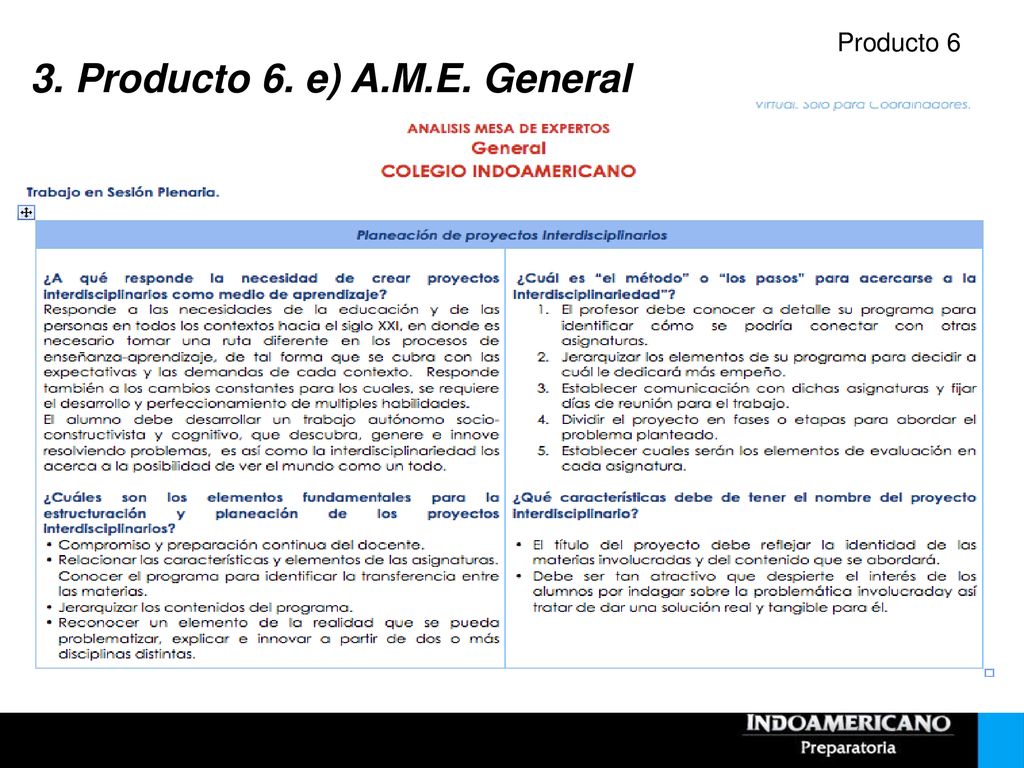 3. Producto 6. e) A.M.E. General