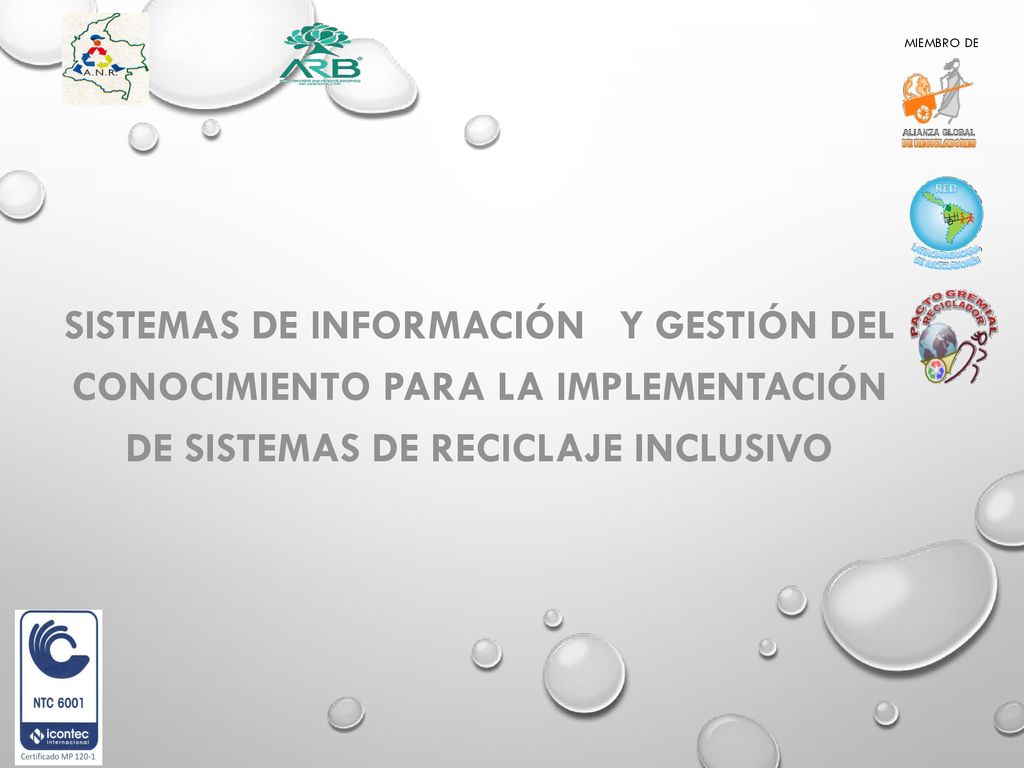 MIEMBRO DE Sistemas de información y gestión del conocimiento para la implementación de sistemas de reciclaje inclusivo.