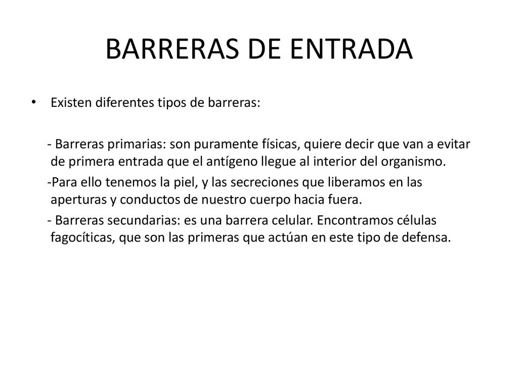 BARRERAS DE ENTRADA Existen diferentes tipos de barreras: