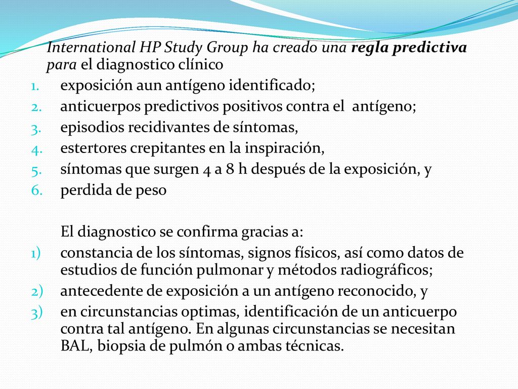 International HP Study Group ha creado una regla predictiva para el diagnostico clínico