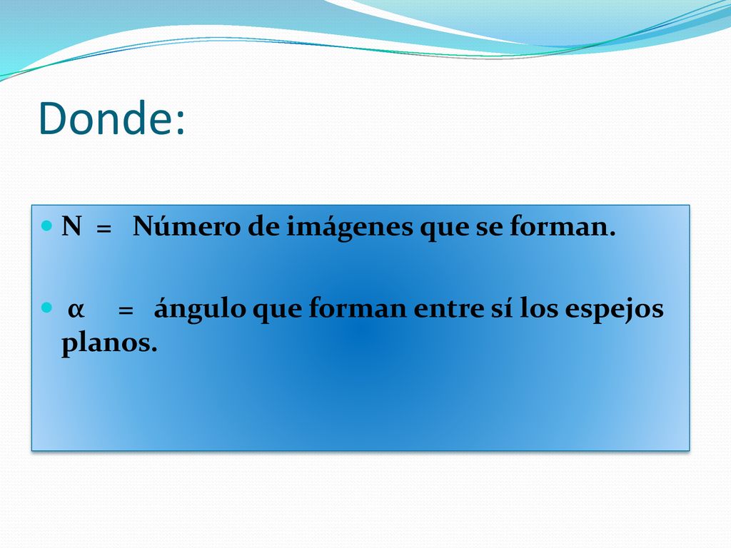 Donde: N = Número de imágenes que se forman.