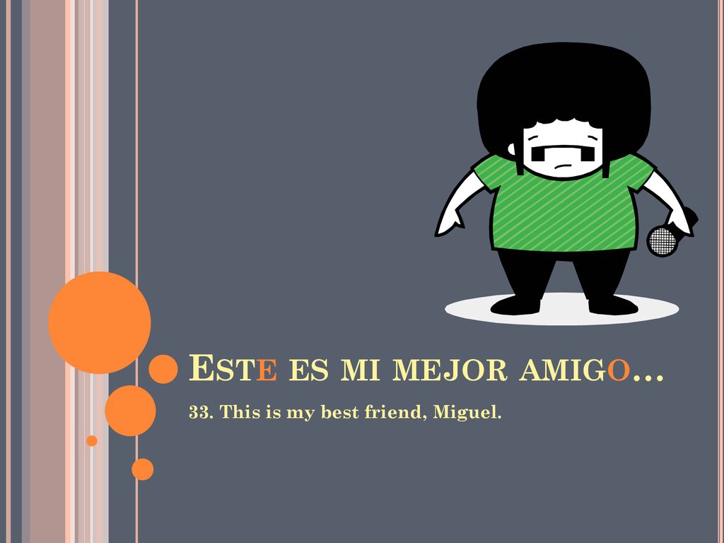 Este es mi mejor amigo… 33. This is my best friend, Miguel.