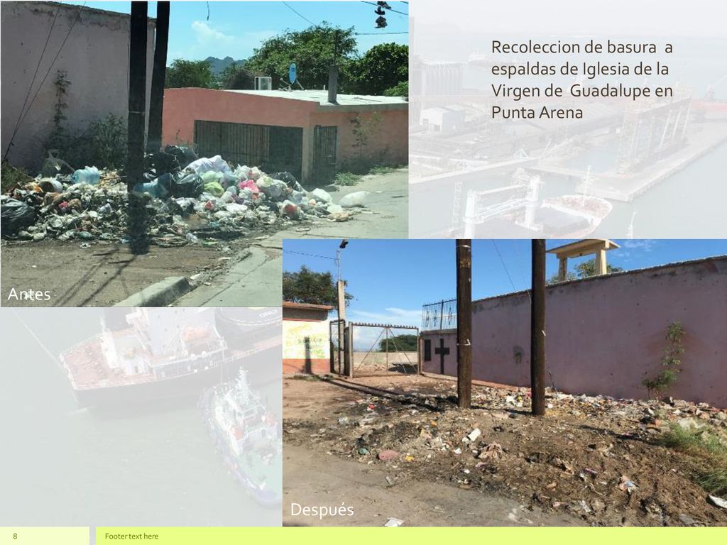 Recoleccion de basura a espaldas de Iglesia de la Virgen de Guadalupe en Punta Arena