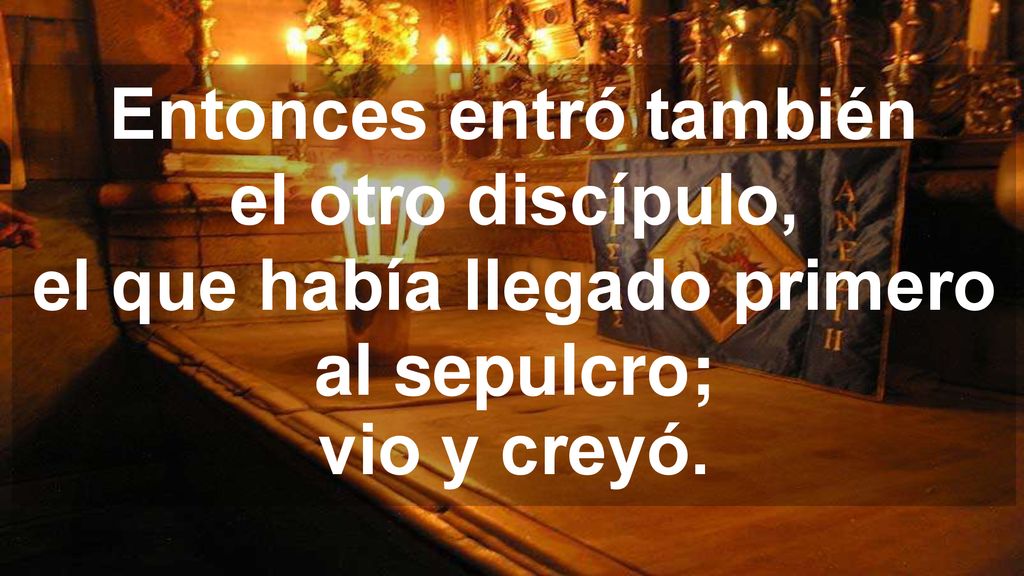Entonces entró también el otro discípulo, el que había llegado primero al sepulcro; vio y creyó.