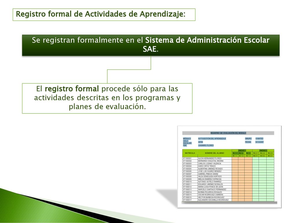 Se registran formalmente en el Sistema de Administración Escolar SAE.