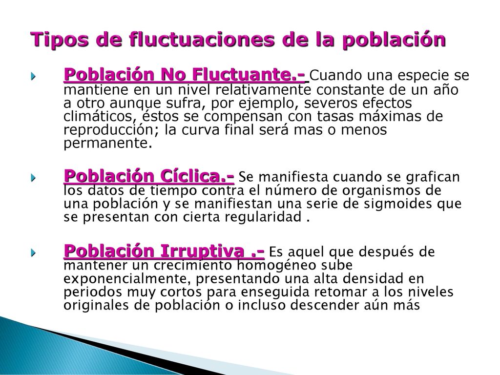 Tipos de fluctuaciones de la población