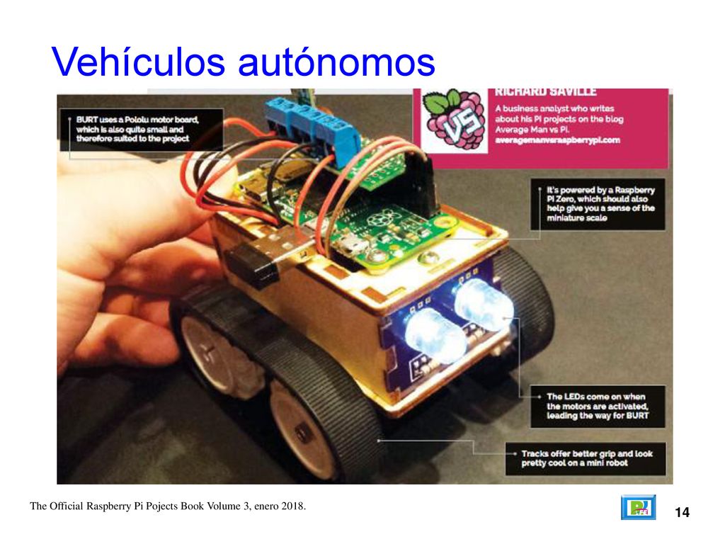 Vehículos autónomos The Official Raspberry Pi Pojects Book Volume 3, enero