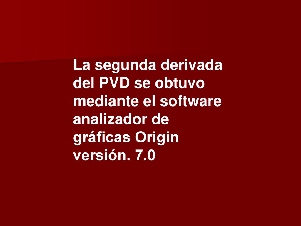 La segunda derivada del PVD se obtuvo mediante el software analizador de gráficas Origin versión.