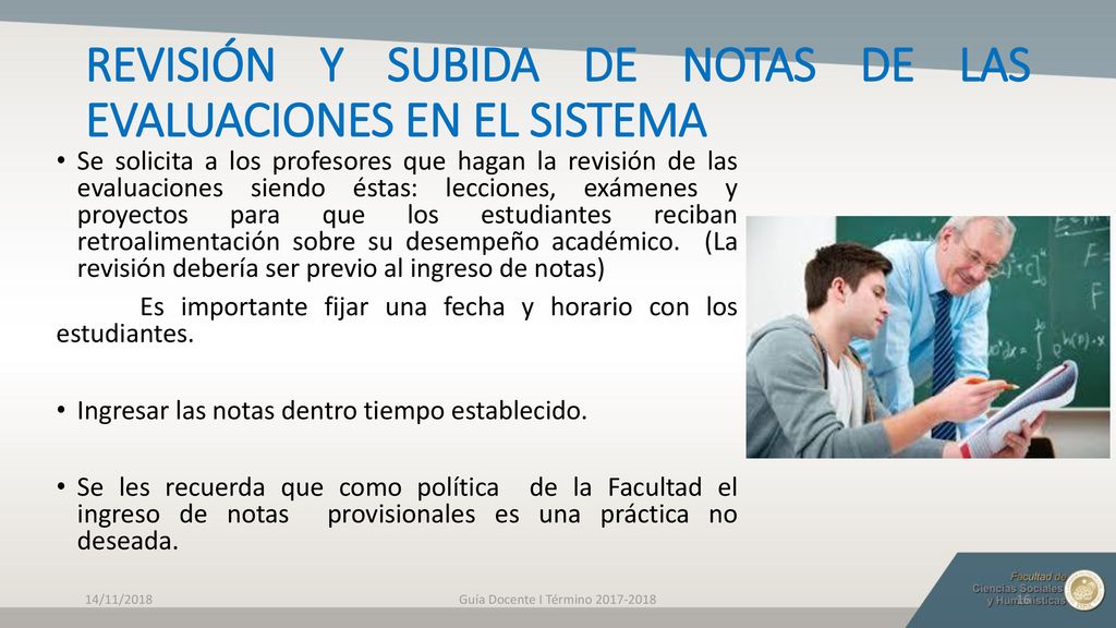 REVISIÓN Y SUBIDA DE NOTAS DE LAS EVALUACIONES EN EL SISTEMA