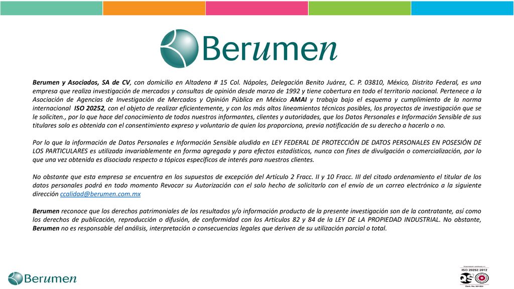 Berumen y Asociados, SA de CV, con domicilio en Altadena # 15 Col