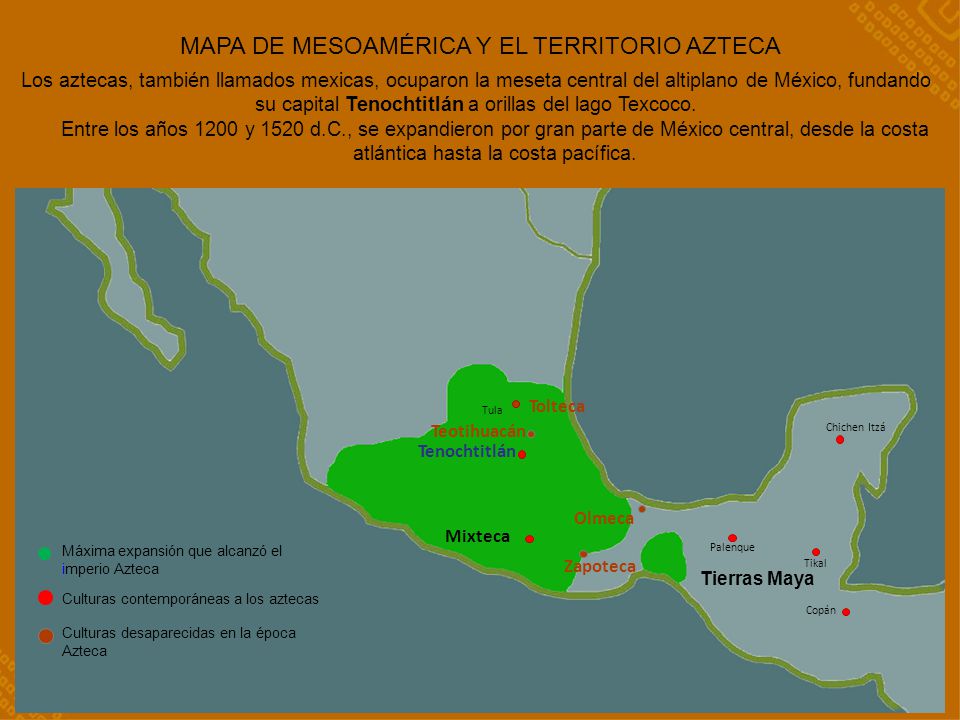 MAPA DE MESOAMÉRICA Y EL TERRITORIO AZTECA