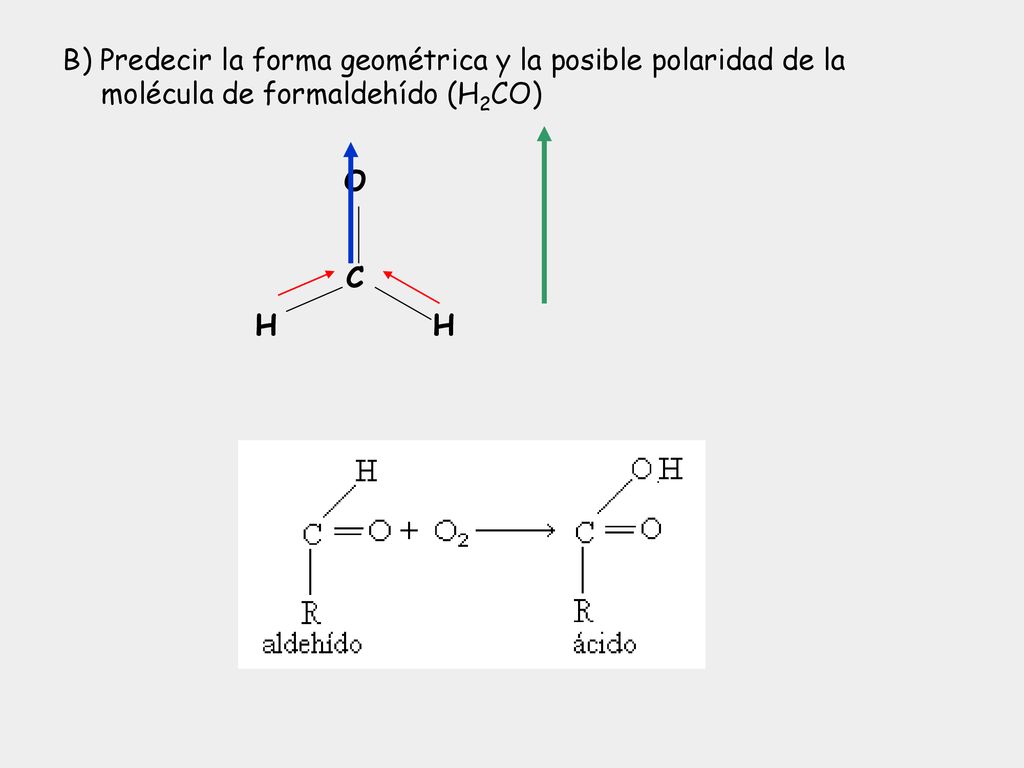 B) Predecir la forma geométrica y la posible polaridad de la molécula de formaldehído (H2CO)