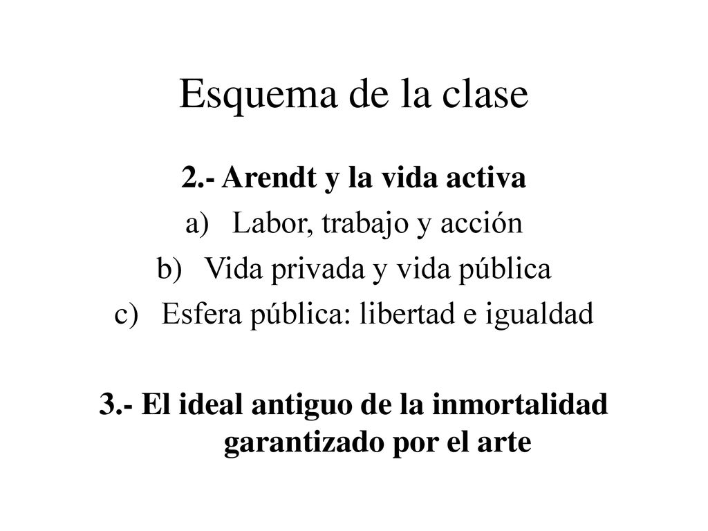 Esquema de la clase 2.- Arendt y la vida activa