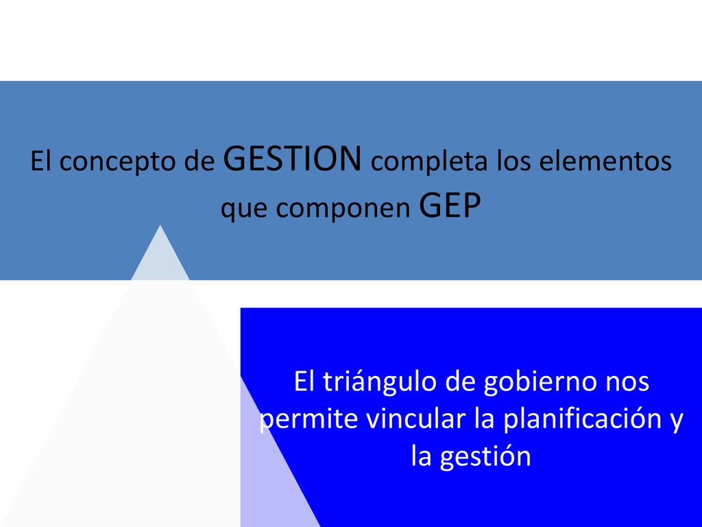 El concepto de GESTION completa los elementos que componen GEP