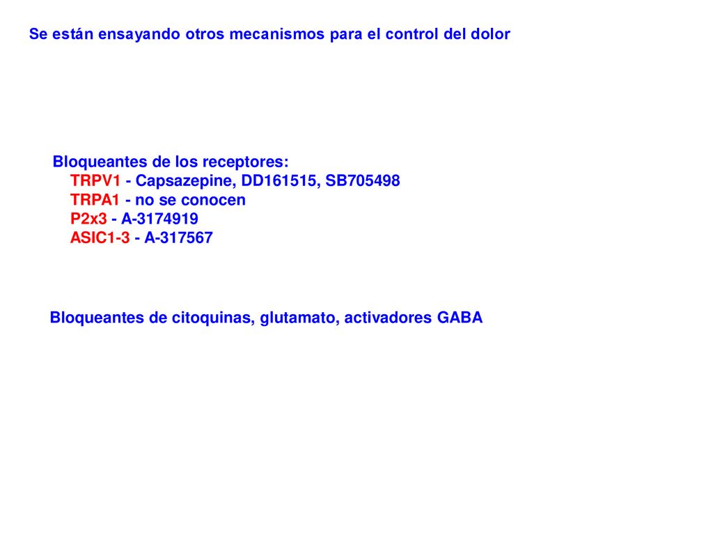 Se están ensayando otros mecanismos para el control del dolor