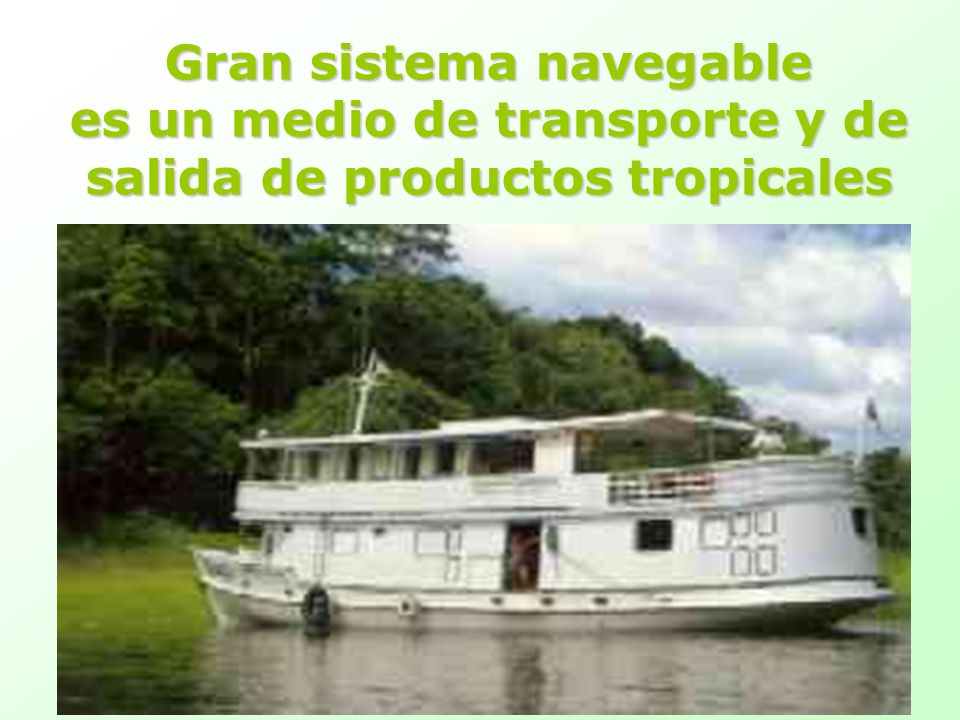 Gran sistema navegable es un medio de transporte y de salida de productos tropicales