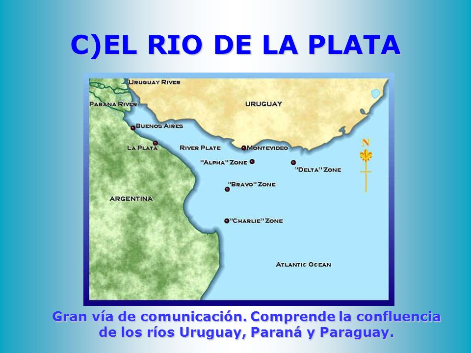 C)EL RIO DE LA PLATA Gran vía de comunicación.