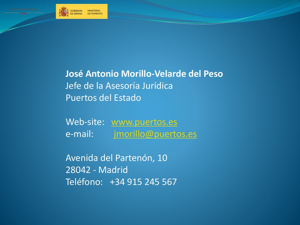 José Antonio Morillo-Velarde del Peso Jefe de la Asesoría Jurídica