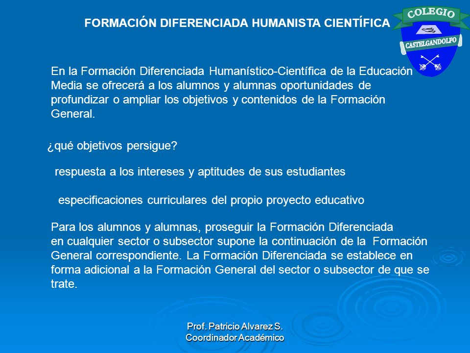 Prof. Patricio Alvarez S. Coordinador Académico