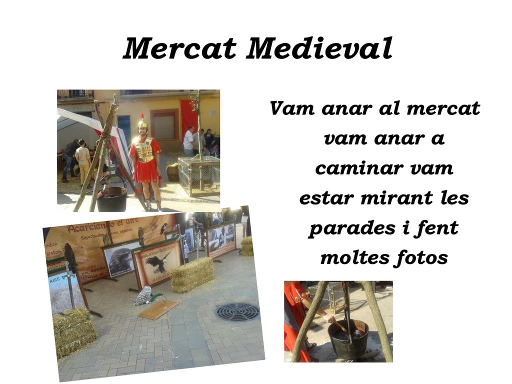 Mercat Medieval Vam anar al mercat vam anar a caminar vam estar mirant les parades i fent moltes fotos.