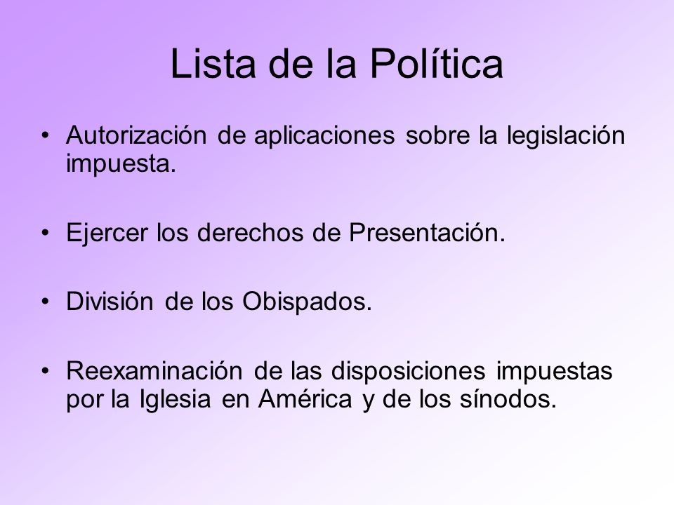 Lista de la Política Autorización de aplicaciones sobre la legislación impuesta. Ejercer los derechos de Presentación.