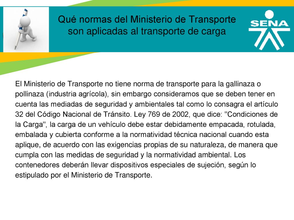Qué normas del Ministerio de Transporte son aplicadas al transporte de carga