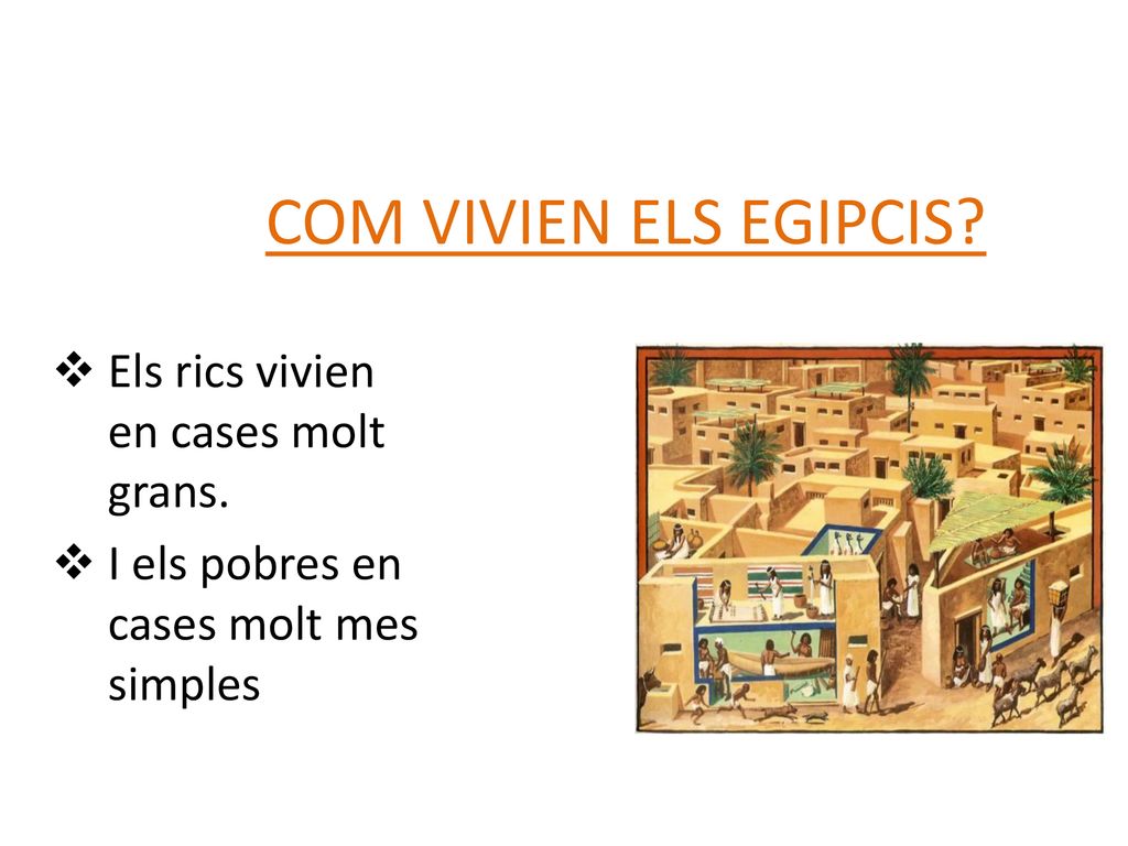 COM VIVIEN ELS EGIPCIS Els rics vivien en cases molt grans.