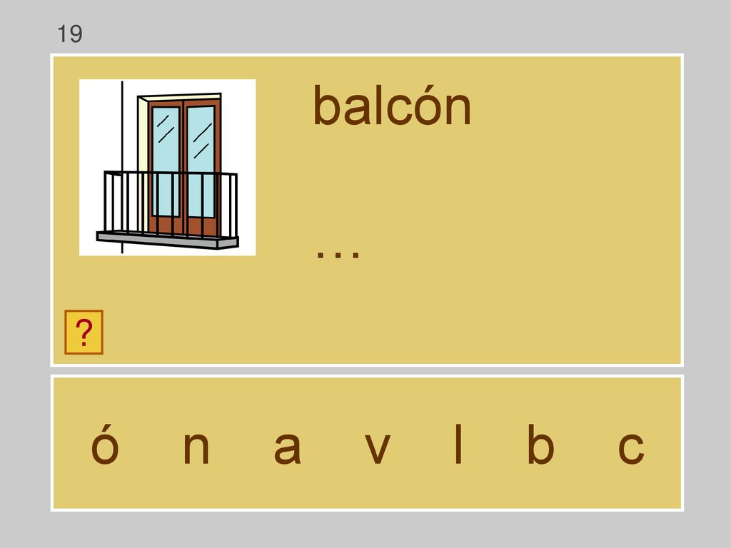 19 balcón … ó n a v l b c