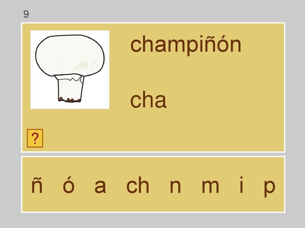 9 champiñón cha ñ ó a ch n m i p