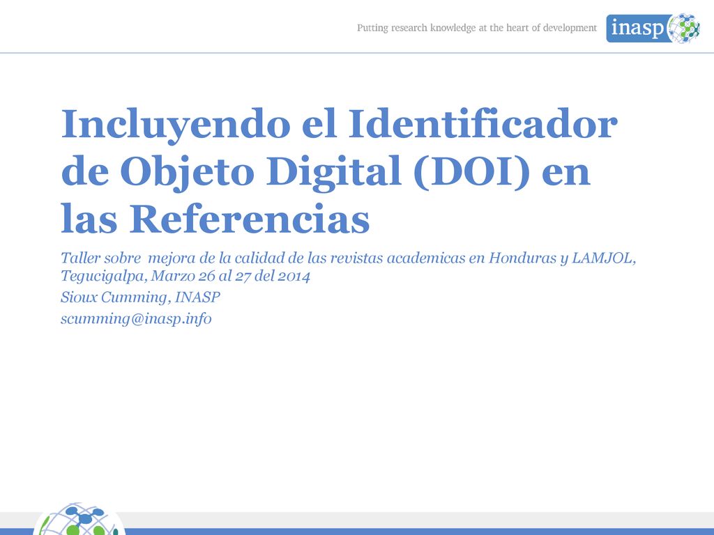 Incluyendo el Identificador de Objeto Digital (DOI) en las Referencias
