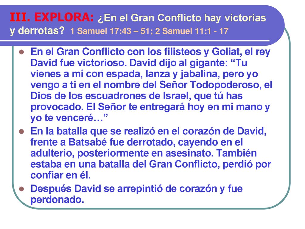 III. EXPLORA: ¿En el Gran Conflicto hay victorias y derrotas