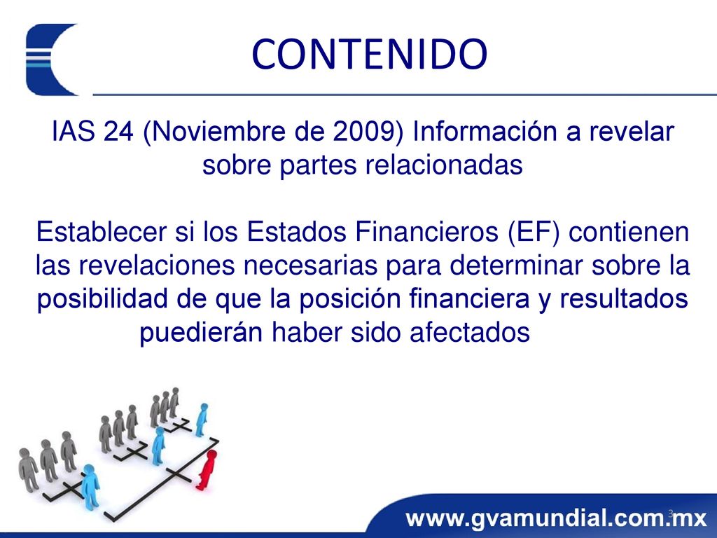 CONTENIDO IAS 24 (Noviembre de 2009) Información a revelar sobre partes relacionadas.