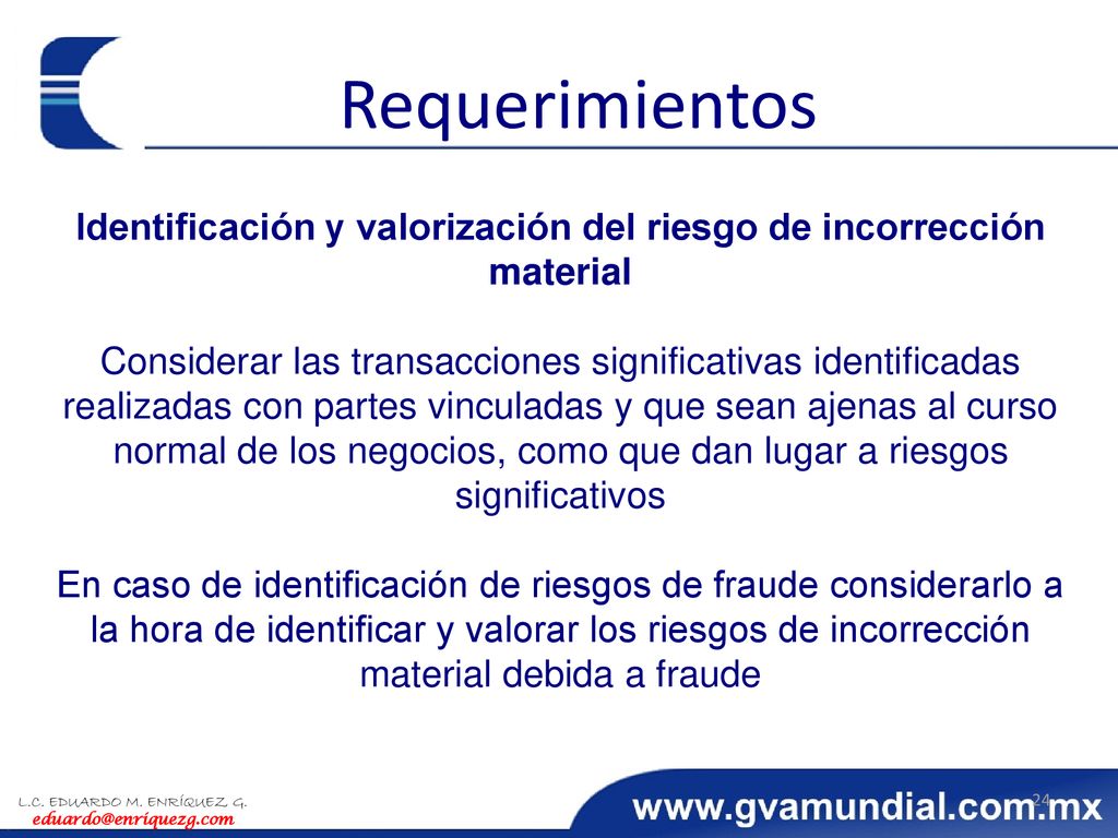 Identificación y valorización del riesgo de incorrección material