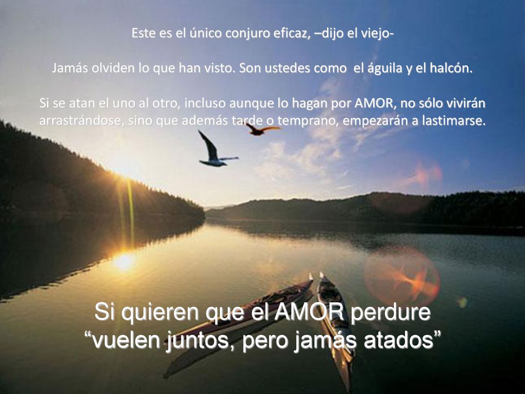 Si quieren que el AMOR perdure vuelen juntos, pero jamás atados