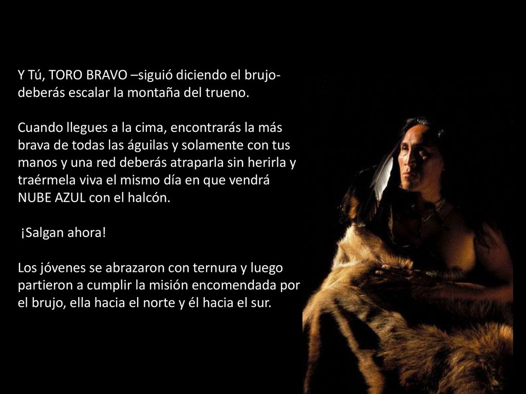 Y Tú, TORO BRAVO –siguió diciendo el brujo- deberás escalar la montaña del trueno.