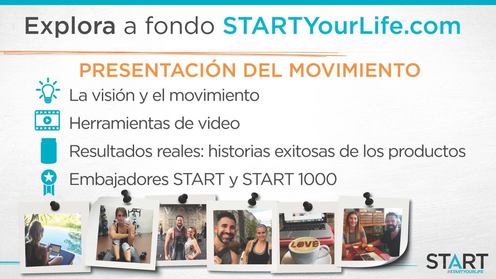 (Vision and movement overview) The website leads with the START vision and introduces the STARTYourLife movement.