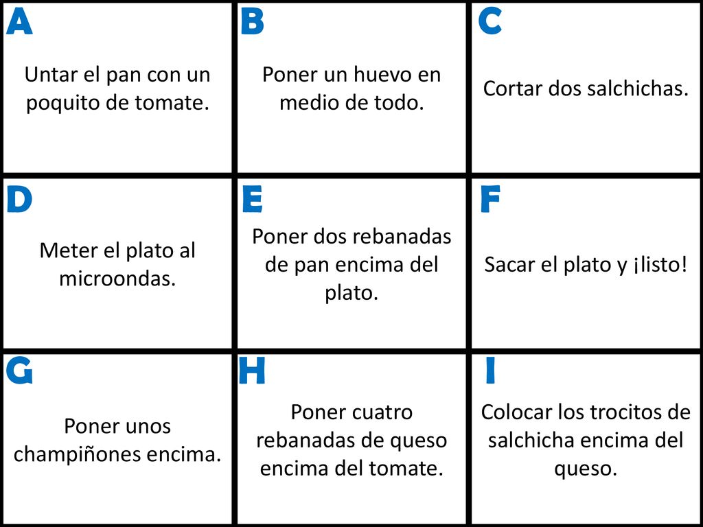 A B C D E F G H I Untar el pan con un poquito de tomate.