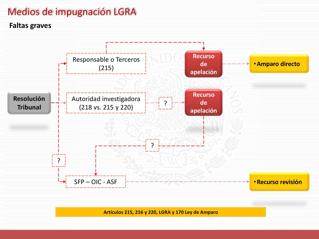 Artículos 215, 216 y 220, LGRA y 170 Ley de Amparo
