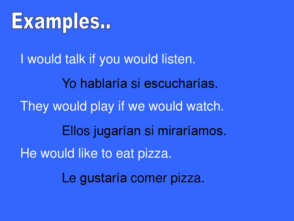 Examples.. I would talk if you would listen.