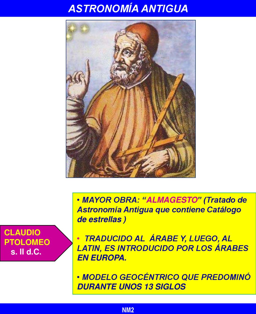 ASTRONOMÍA ANTIGUA MAYOR OBRA: ALMAGESTO (Tratado de Astronomía Antigua que contiene Catálogo de estrellas )