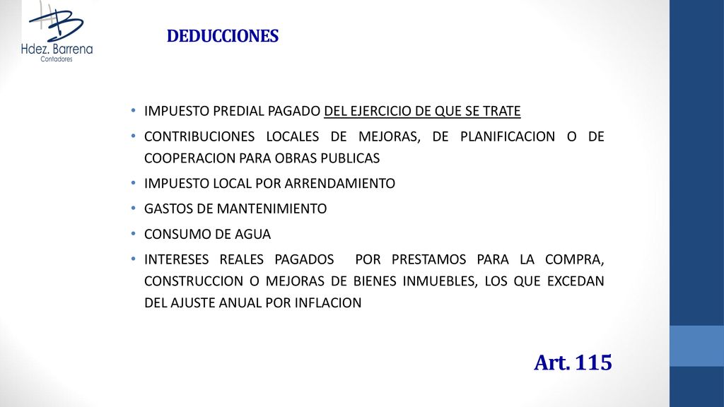 DEDUCCIONES IMPUESTO PREDIAL PAGADO DEL EJERCICIO DE QUE SE TRATE.